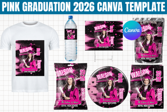 Download Pink Graduation 2026 Canva Bundle - Pin Collection