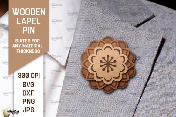 Download Flower Wooden Lapel Pin Laser Cut - Pin Collection
