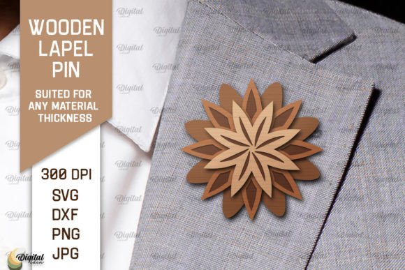 Download Flower Wooden Lapel Pin Laser Cut - Pin Collection