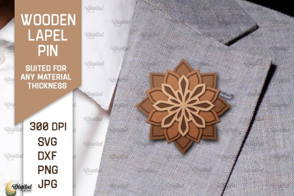 Download Flower Wooden Lapel Pin Laser Cut - Pin Collection