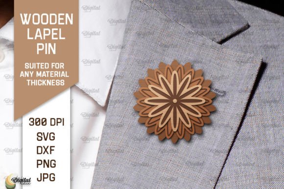Download Flower Wooden Lapel Pin Laser Cut - Pin Collection