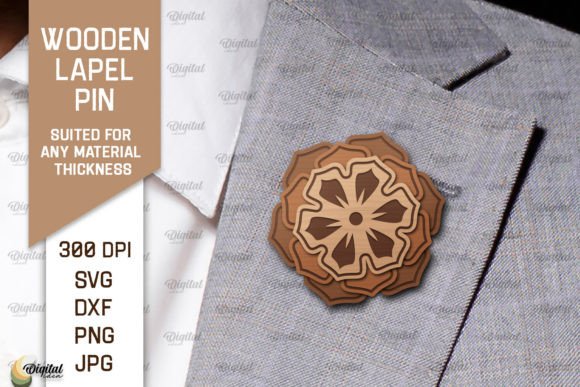 Download Flower Wooden Lapel Pin Laser Cut - Pin Collection