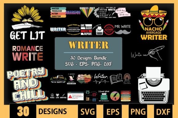 Download Writer Bundle SVG 30 Designs - Writer Collection