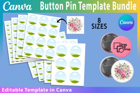 Download Button Pin Template BUNDLE, Canva Frame - Pin Collection