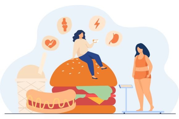 Download Fat Woman Keeping Unhealthy Diet, Eating - Premium Resources