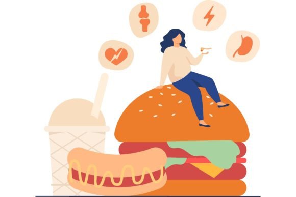 Download Fat Woman Keeping Unhealthy Diet, Eating - Premium Resources