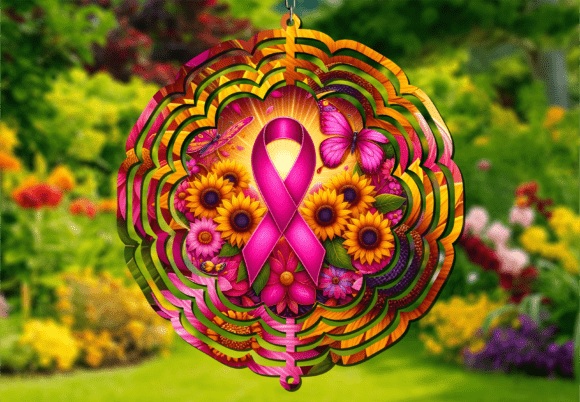 Download Breast Cancer Floral Ribbon Wind Spinner - Pin Collection