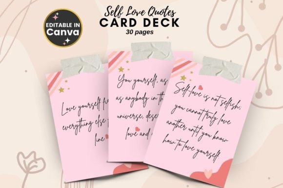 Download Pink Self Love Quotes Card Deck Template - Pin Collection