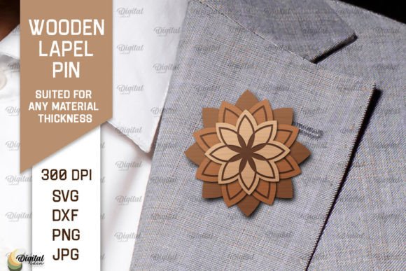 Download Flower Wooden Lapel Pin Laser Cut - Pin Collection